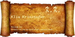 Klie Krisztofer névjegykártya